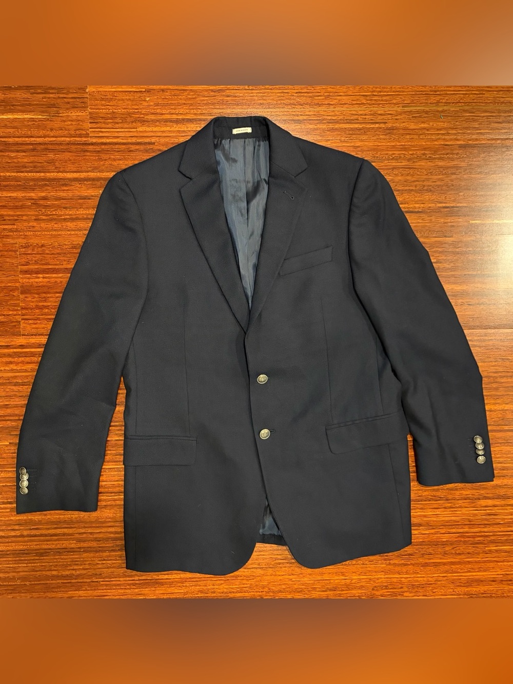 Joseph Abboud Navy Textured Wool Suit Jacket 38R Reda Super 110s